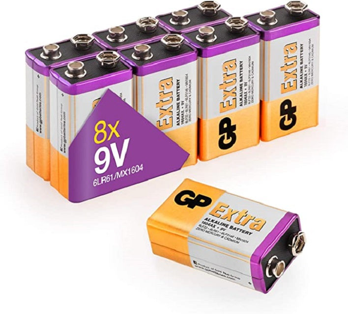 Baterii alcaline GP Extra Alkaline 9V, 6LR61, 6LF22 , folie 8 buc
